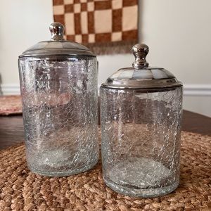 NWT Speckled glass jars